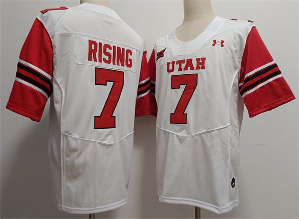 Men Utah Utes 7 Rising White 2025 NCAA Jersey